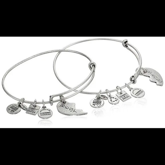 Alex and Ani Half Heart FRIENDS Silver Bracelet One Size - Picture 3 of 3